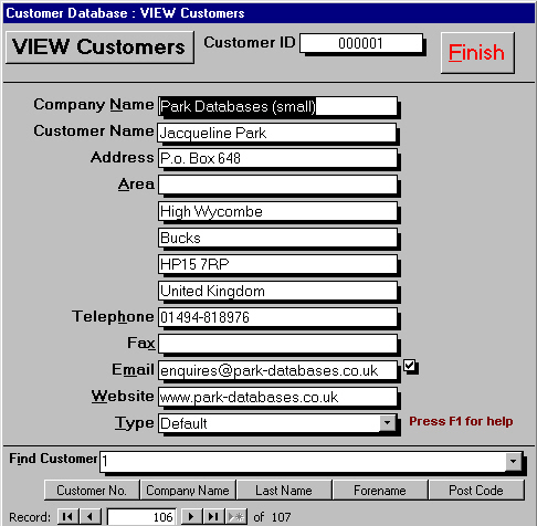 customer database form